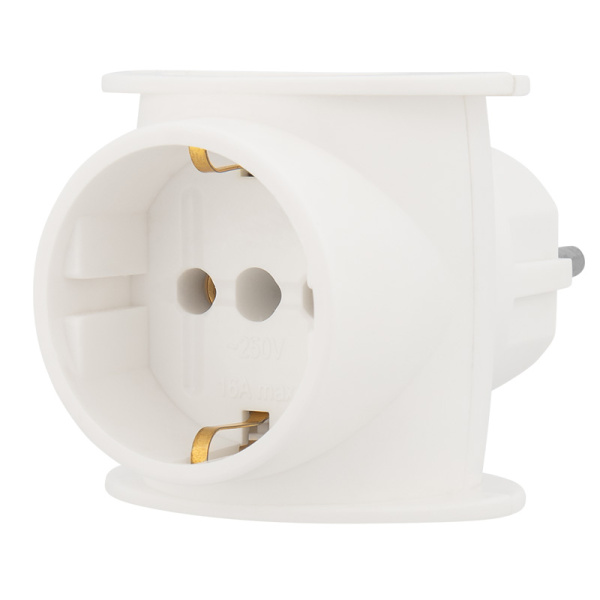 Тройник электрический универсальный, 16 А, одно гнездо с заземлением, белый Rexant 11-1080