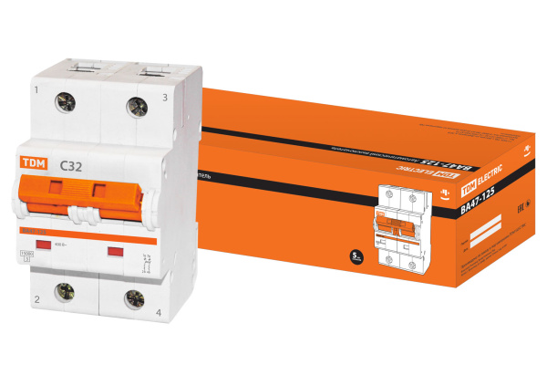 TDM Авт. выкл. ВА47-125 2Р 32А 15кА  х-ка С SQ0208-0065