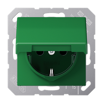 JUNG SCHUKO розетка с крышкой, зелёный ABAS1520BFKLGN