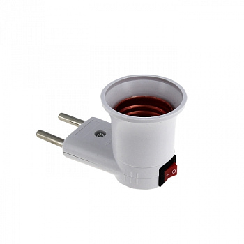 EKF PROxima Переходник вилка-Е27 с выкл. бел.