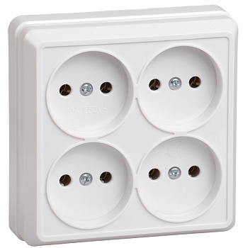 IEK OKTAVA РС24-2-ОБ Розетка 4местн. без з/к 10А откр.уст. (белый)