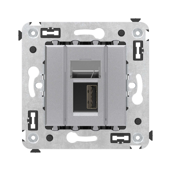 Купить DKC USB 2.0 розетка одинарная в стену, тип А-А, "Avanti", "Закаленная сталь"