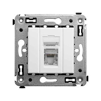 DKC Компьютерная розетка RJ-45 в стену, кат.6 одинарная экранированная, "Avanti", "Белое облако"
