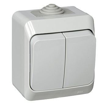 Systeme Electric Этюд наруж Серый Выключатель 2-клавишный IP44