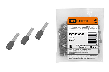 TDM Наконечник-гильза Е4009 4мм2 с изолированным фланцем (100шт) SQ0512-0003