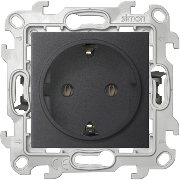 Купить Simon 24 Графит Розетка 2К+3 без защитных шторок Push&Go 2420434-038
