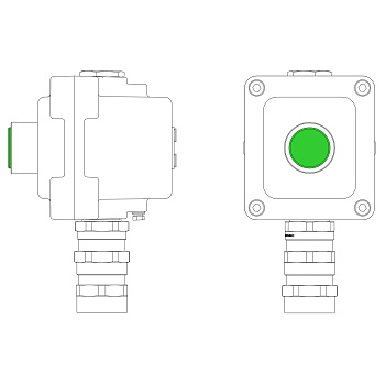 DKC Взрывонепроницаемый пост управления из алюминия LCSD-01-B-MB-L1G(220)x1-PBMB-KA2MHK / 1Ex d IIB T5 Gb / Ex tb IIIC T95°С Db IP66