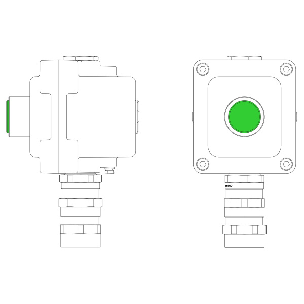 DKC Взрывонепроницаемый пост управления из алюминия LCSD-01-B-MC-L1G(220)x1-PCMB-KA3MHK / 1Ex d IIB T5 Gb / Ex tb IIIC T95°С Db IP66