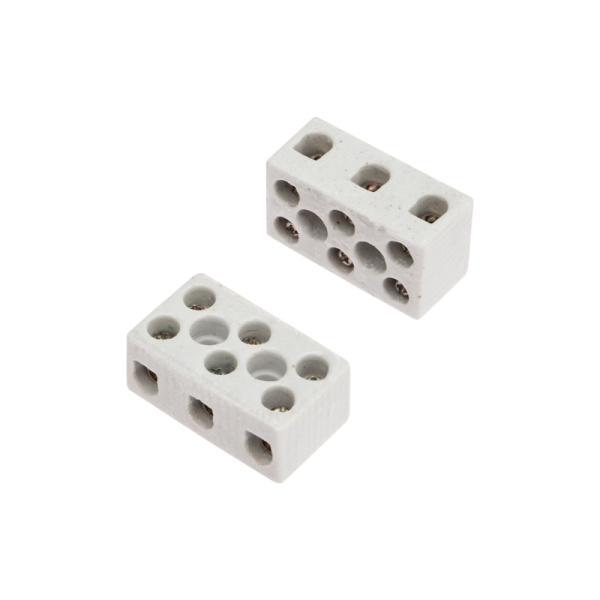 Клемма керамическая винтовая КВ 4 мм² 3 пары контактов с крепежным отверстием (100 шт./уп.) Rexant 07-6225