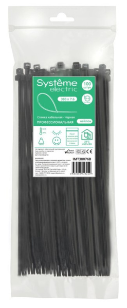 Systeme Electric Стяжка кабельная 380х7.6 Чёрная (100шт)