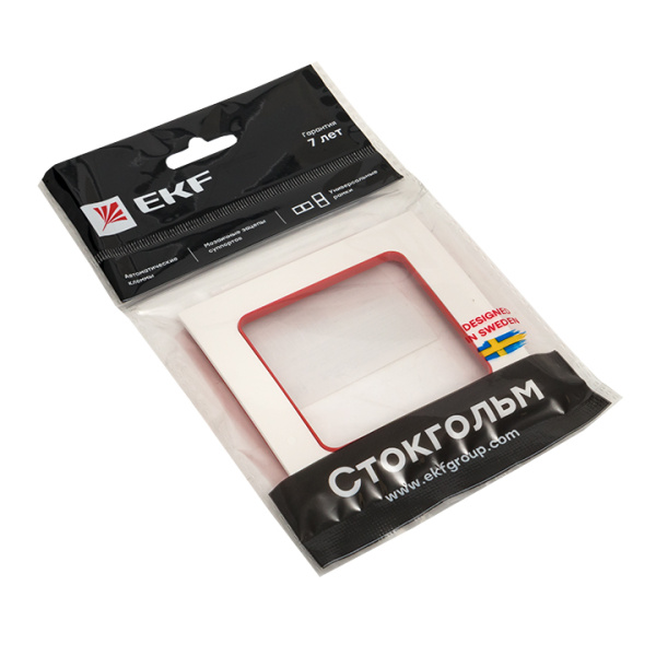 Купить EKF PROxima Стокгольм Белый Линия красная Рамка 1-ая