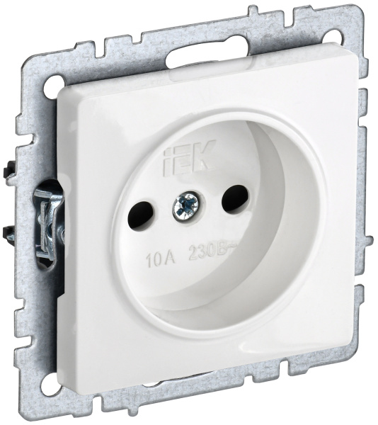 IEK BRITE BASE Белый Розетка без з/к с з/ш 10А РСш10-2-БрБ