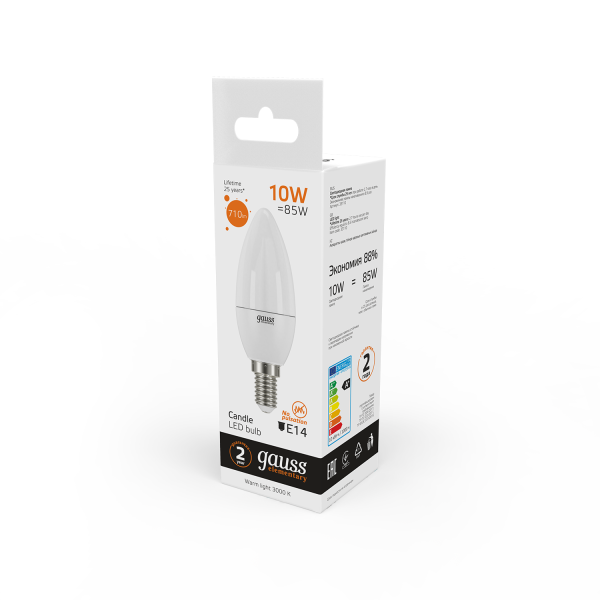 Купить Gauss Лампа Elementary Свеча 10W 710lm 3000K Е14 LED 33110