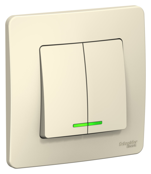 Купить Systeme Electric Blanca внутр Молочный Выключатель 2-клавишный с подсветкой, 6А, 250В