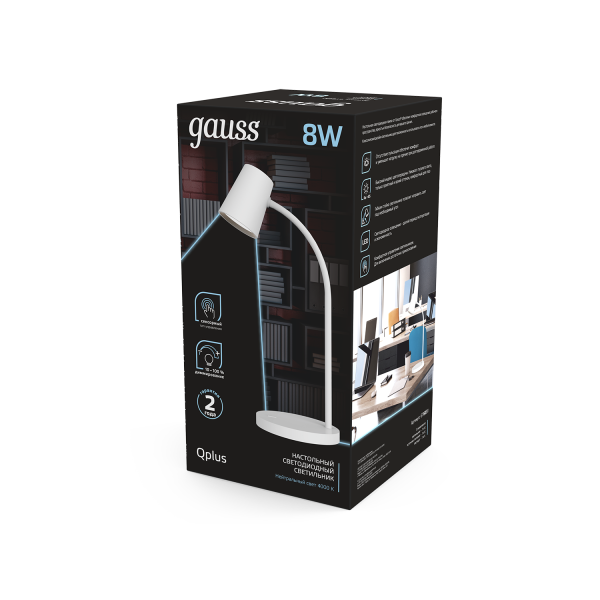 Купить Gauss Светильник настольный Qplus модель GTL603 8W 600lm 4000K 170-265V белый диммируемый LED 1/8 GT6031