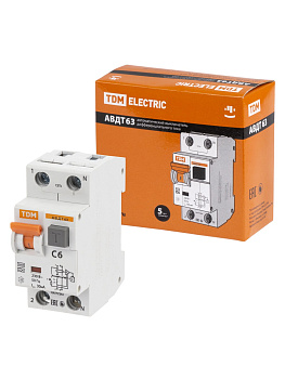 TDM АВДТ 63 2Р(1Р+N)  C6 30мА 6кА тип А SQ0202-0100