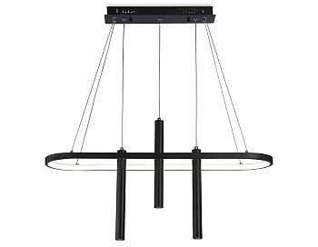 Ambrella Светильник светодиодный подвесной с пультом FL5386/1+3 BK черный 57W 3000K/4200K/6400K+4200K 800*200*1200 (ПДУ ИК)