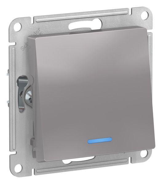 Купить Systeme Electric AtlasDesign Алюминий Переключатель 1-клавишный с подсветкой, сх.6а, 10АХ, механизм