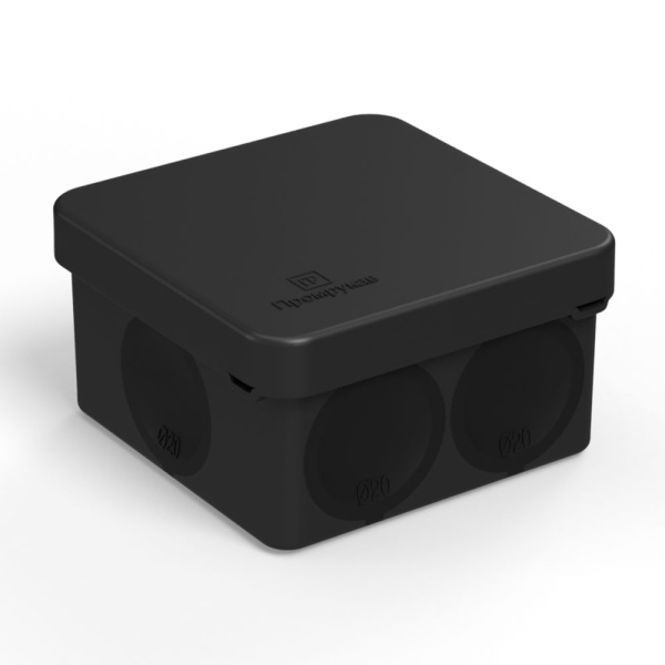 Промрукав Коробка распределительная 60-0200-9005 для прямого монтажа двухкомпонентная безгалогенная (HF) черная 70х70х40 (150шт/кор)