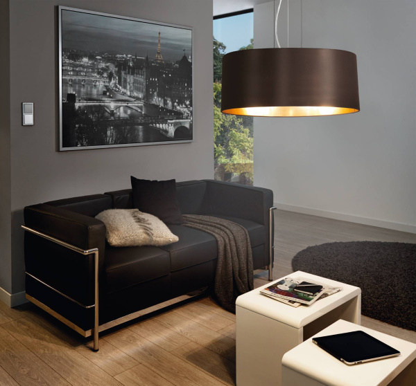 Купить Eglo 31605 Подвес MASERLO, 3х60W (E27), Ø530, никель матовый/текстиль, черный, золотой