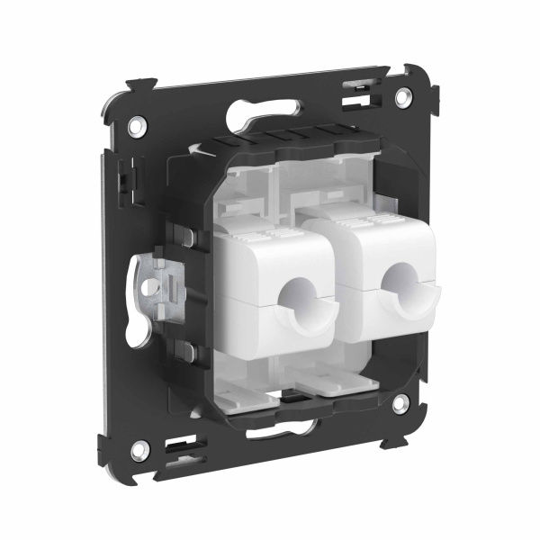 Купить DKC Компьютерная розетка RJ-45 без шторки в стену, кат.6А двойная, "Avanti", "Белое облако"