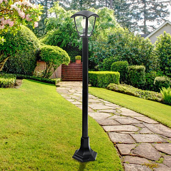 ЭРА Светильник садово-парковый 4гран черный напольный 112см E27 IP44(У1) НТУ 07-40-002 «Валенсия 4» (60)
