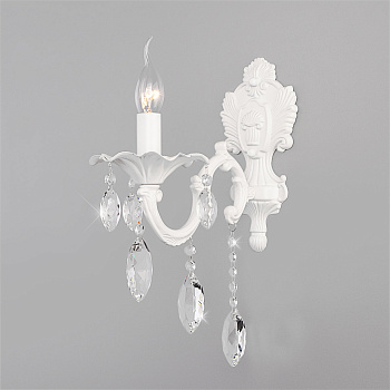 Eurosvet Классическое бра с хрусталем 10108/1 белый/прозрачный хрусталь Strotskis a045450
