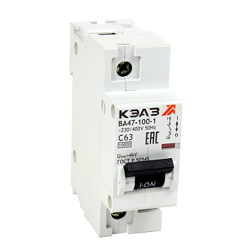 КЭАЗ Выключатель автоматический модульный ВА47-100-1B16-УХЛ3 (10кА) 318685