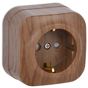 IEK GLORY РСш20-3-ХД Розет. 1-ая с з/к и з/ш о/у 16А GLORY дуб