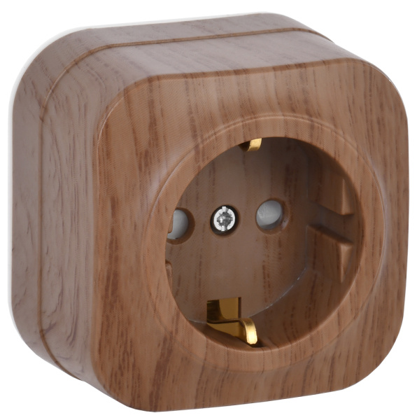 IEK GLORY РСш20-3-ХД Розет. 1-ая с з/к и з/ш о/у 16А GLORY дуб