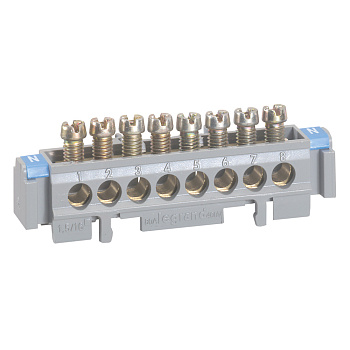 Legrand Клеммная колодка на изол. основании 8x1.5-16мм2 (L=75мм) 004822