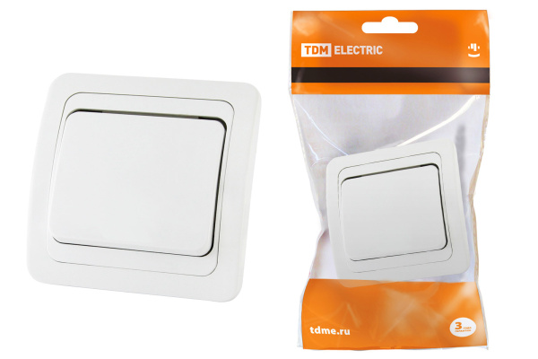 TDM Выключатель 1-кл. 10А белый "Валдай" SQ1804-0001