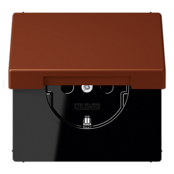 JUNG LS 990 Terre sienne brulee 59(4320D) Розетка с/з с защитными шторками с крышкой безвинт. зажим LC1520KIKL4320D