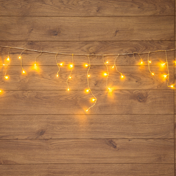 NEON-NIGHT Гирлянда Айсикл (бахрома) светодиодная, 1,8 х 0,5 м, прозрачный провод, 230 В, диоды ТЕПЛЫЙ БЕЛЫЙ 255-016