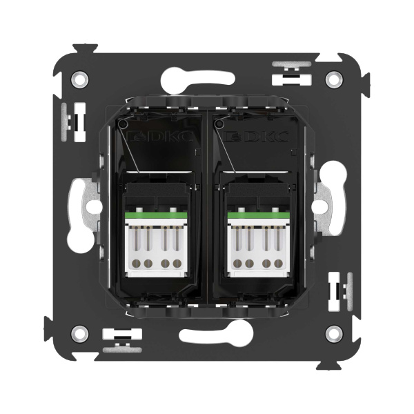 Купить DKC Компьютерная розетка RJ-45 в стену, кат.6А двойная, "Avanti", "Черный квадрат"