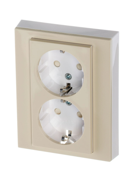 Купить ABB EPJ Levit слоновая кость / белый Розетка двойная с заземл, со шторками 2CHH223457C6017