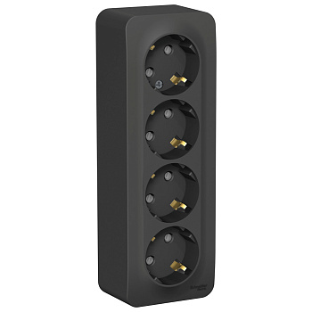 Systeme Electric Blanca наруж Антрацит Розетка 4-ая с/з со шторками 16А, 250В, изолир. пластина