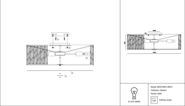 Купить Maytoni Modern Gelid Хром Подвесной светильник E27 60W MOD184PL-06CH
