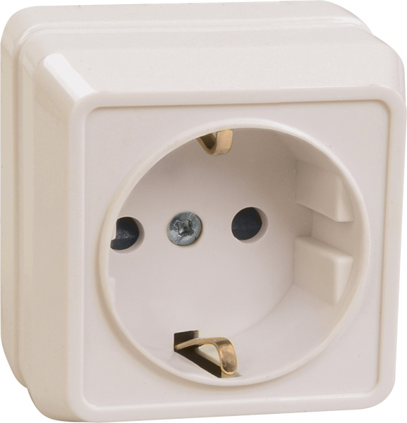 IEK OKTAVA РС20-3-ОКм Розетка 1местн. c з/к 16А откр.уст. (кремовый)
