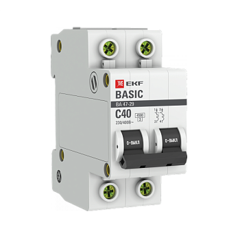EKF Basic ВА 47-29 Автоматический выключатель (С) 2P 40А 4,5кА mcb4729-2-40C