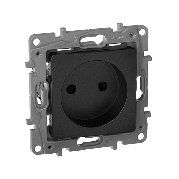 Legrand Etika Антрацит Розетка б/з со шторками, винт. клем. 672634