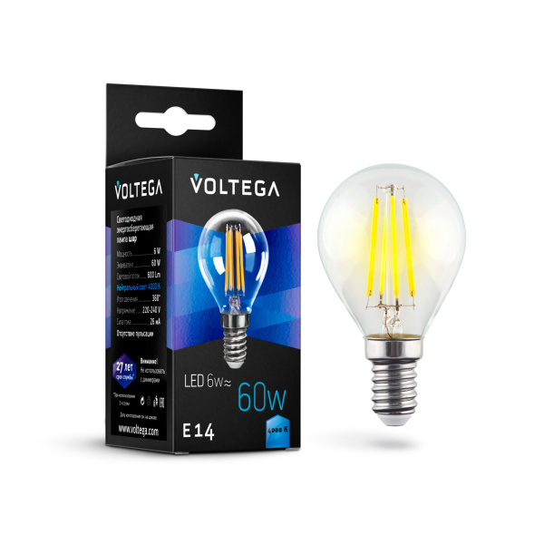 Voltega VG10-G1E14cold6W-F Шар Е14 4000К 6W 7022