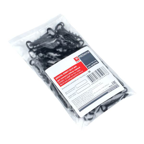 Купить EKF PROxima Дюбель-хомут (6х14 мм) для плоского кабеля черный (50 шт.)