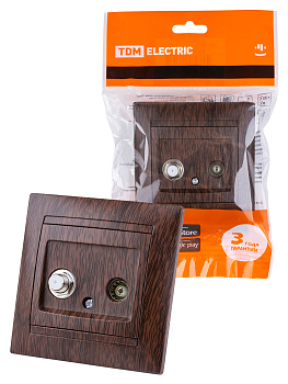 TDM Розетка TV ("мама") + SAT (F-разъем) 0-2400МГц венге "Лама" SQ1815-0420
