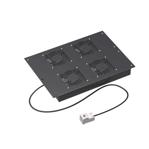 DKC Потолочный модуль 4 вентилятора с термостатом для крыши напольных 19" IT-корпусов ДКС серии CQE шириной 600мм, RAL9005