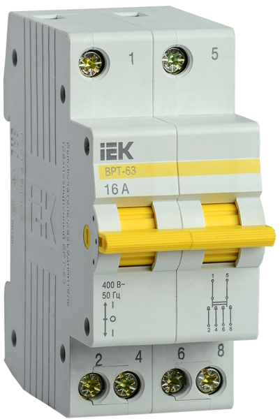 Купить IEK KARAT Выключатель-разъединитель трехпозиционный ВРТ-63 2P 16А