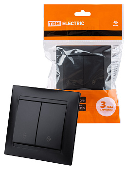 TDM Выключатель на 2 направления 2 кл. 10А графит "Лама" SQ1815-0607