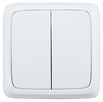 Hegel Альфа наруж Белый ВА16-153 Выключатель 2-клавишный с изол. пластиной