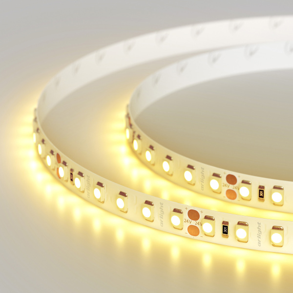 Купить Arlight Светодиодная лента RT 2-5000 24V Yellow 2x (3528, 600 LED, LUX) (9.6 Вт/м, IP20) 008780
