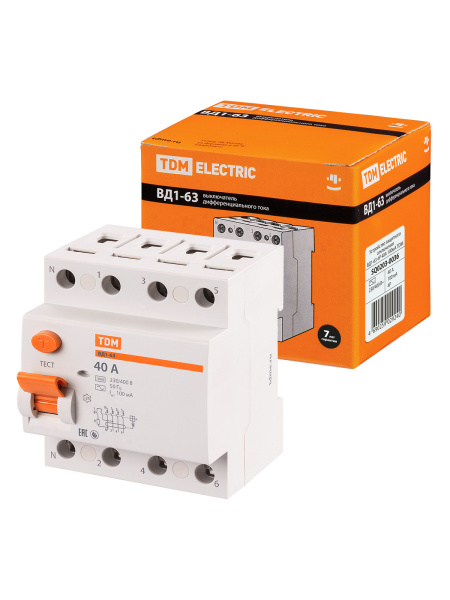TDM УЗО ВД1-63 4Р 40А 100мА SQ0203-0036